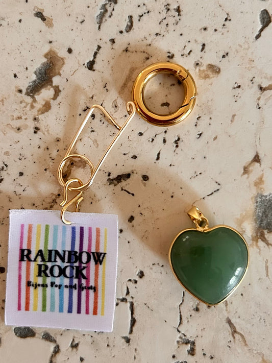 Pendentif Cœur bombé Aventurine verte