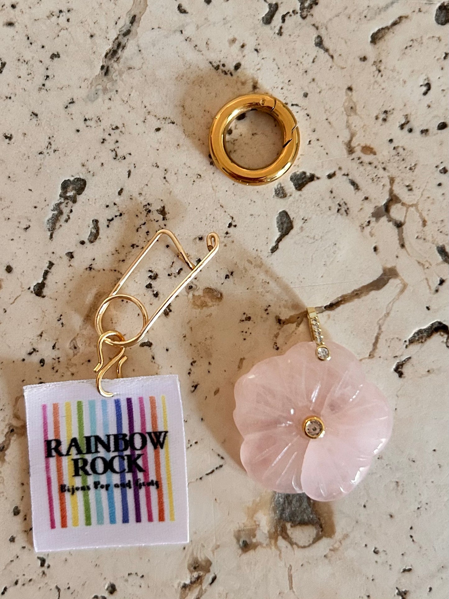 Pendentif Fleur Quartz rose