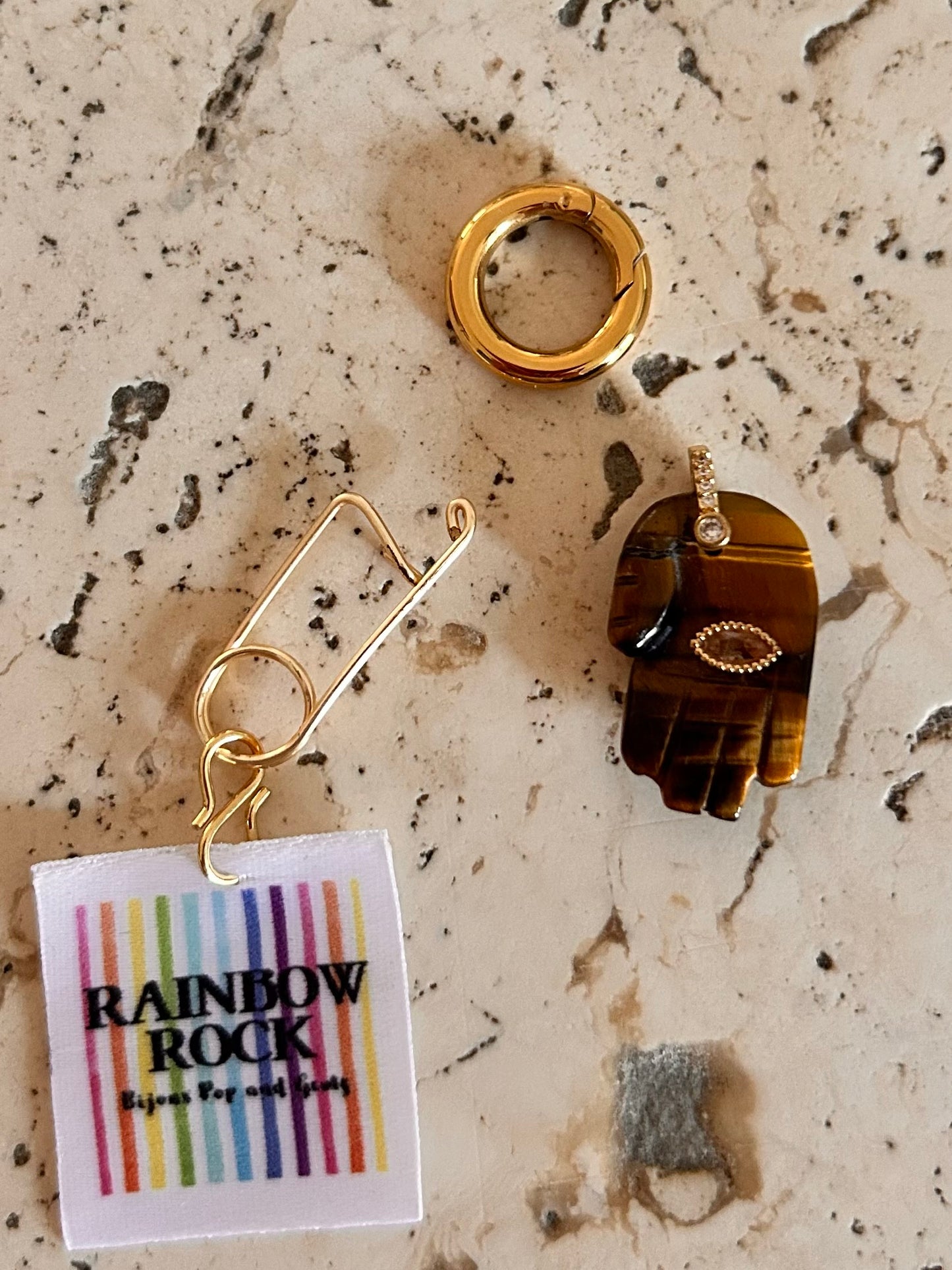 Pendentif main protectrice Œil de tigre