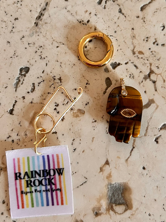 Pendentif main protectrice Œil de tigre