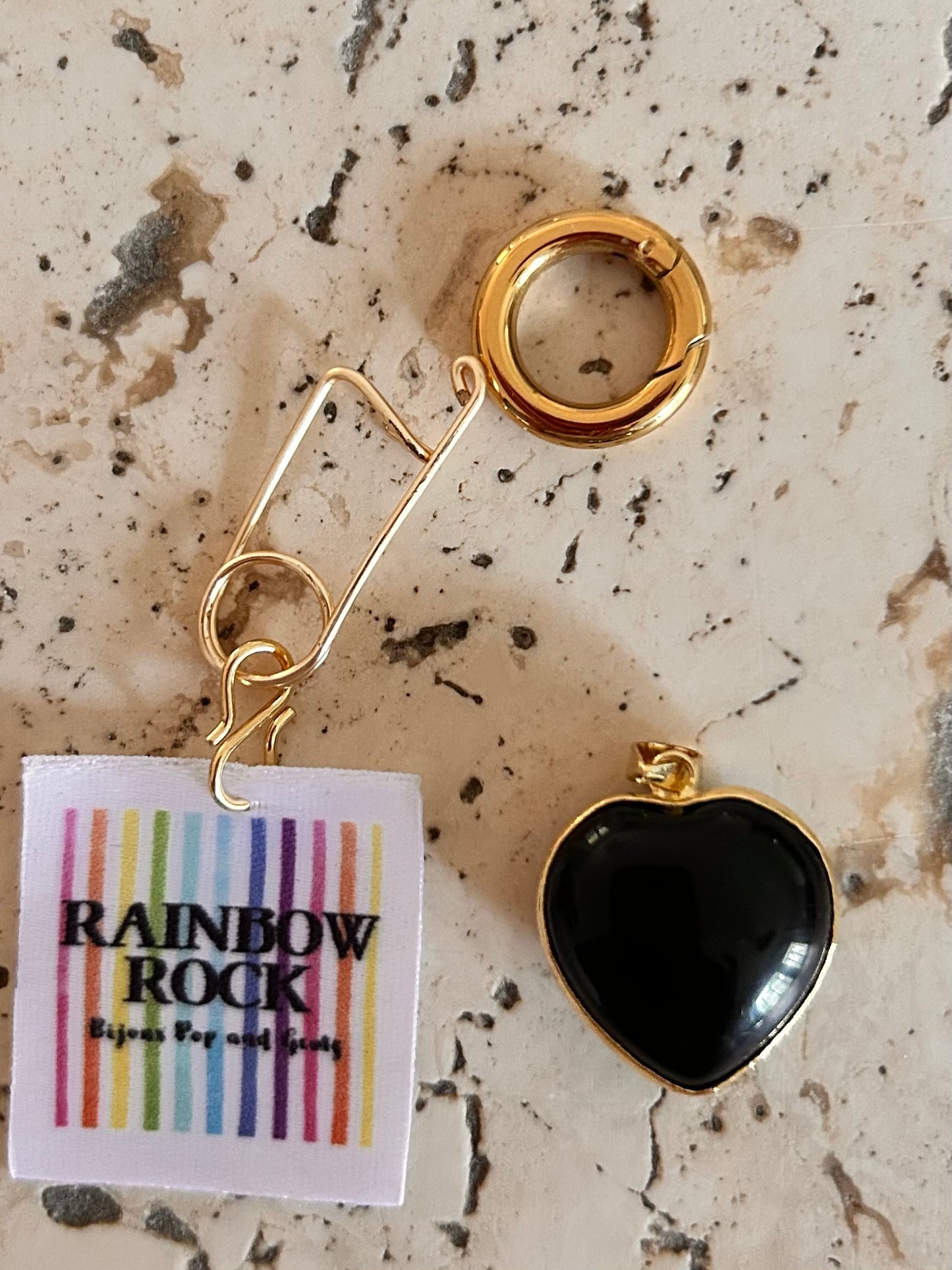 Pendentif Cœur bombé Onyx noir